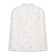 Wit Goud Geborduurde Oversized Blouse Part Two , White , Dames