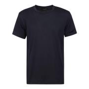 Blauw Linnen T-Shirt met Halve Mouwen Roberto Collina , Blue , Heren