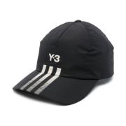 Zwarte Gewatteerde 3-Stripes Logo Hoed Y-3 , Black , Heren