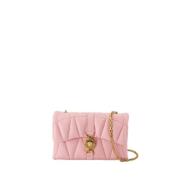 Roze Leren Crossbody Tas Gewatteerd Lamsvacht Versace , Pink , Dames