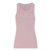 Mouwloze Katoenen Tanktop met Voorkant Logo Patou , Pink , Dames