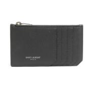 Pre-owned Leather wallets Saint Laurent Vintage , Gray , Dames