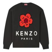 Bloemenwoltrui met voorprint Kenzo , Black , Heren