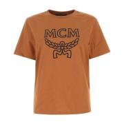 Karamel Katoenen T-Shirt, Dames Casual Stijl MCM , Brown , Dames