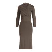 Gekruiste Voorkant V-hals Midi Jurk Patou , Brown , Dames