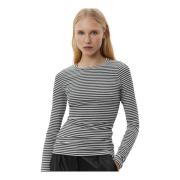 Klassieke Gestreepte Longsleeve T-shirt Sofie Schnoor , Black , Dames