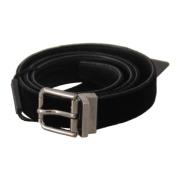 Elegante zwarte katoenen en leren riem Dolce & Gabbana , Black , Heren