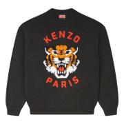 Lucky Tiger Wollen Trui Kenzo , Black , Heren