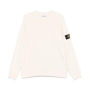 Beige Katoenen Trui met Kompas Logo Stone Island , Beige , Heren