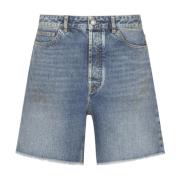 Gebogen Logo Denim Shorts Must Buy Palm Angels , Blue , Heren