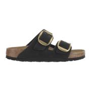 Leren gesp sandalen met kurk zool Birkenstock , Black , Dames