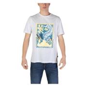 Wit Bedrukt Katoenen T-shirt Hugo Boss , White , Heren