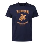 Gewassen Katoenen Crew Neck T-Shirt Vilebrequin , Blue , Heren