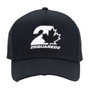 Logo Baseball Cap met gesp sluiting Dsquared2 , Black , Unisex