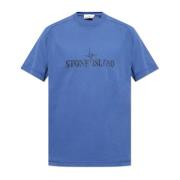 T-shirt met logo Stone Island , Blue , Heren