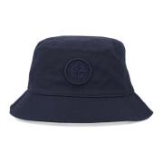 Blauwe Katoenen Bucket Hoed met Logo Stone Island , Blue , Heren