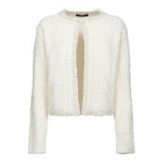 Elegant Lurex Tweed Fringed Jacket Fabiana Filippi , White , Dames