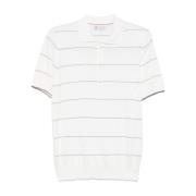 Gestreept Poloshirt Wit Stijlvol Eco Brunello Cucinelli , White , Here...