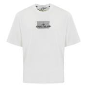 Wit Logo Print T-shirt Stone Island , White , Heren