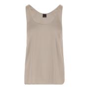 Zijden Mouwloze Top Ronde Hals Ivoor Pinko , Beige , Dames