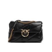 Gewatteerde leren tas met logogesp Pinko , Black , Dames