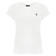 Wit Logo Geborduurd Dames T-shirt Polo Ralph Lauren , White , Dames