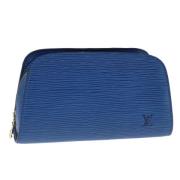 Pre-owned Leather pouches Louis Vuitton Vintage , Blue , Dames