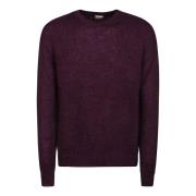 Mohair Wool Crew Neck Sweater Massimo Alba , Purple , Heren