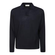 Blauw katoenen poloshirt met lange mouwen Filippo De Laurentiis , Blue...