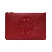 Gestanste leren clutch rood Anine Bing , Red , Dames