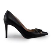 Zwarte leren stiletto hakken Twinset , Black , Dames