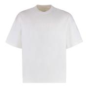 Geribbelde kraag katoenen ronde hals T-shirt Jil Sander , White , Here...