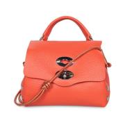 Oranje Leren Tas met Metalen Sluiting Zanellato , Orange , Dames