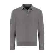 Essentiële Lange Mouw Wol Polo Shirt Sease , Gray , Heren