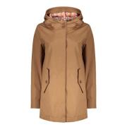 Katoenen parka met Jacquard-voering Herno , Brown , Dames