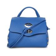 Blauw Leren Snap Sluiting Tas Zanellato , Blue , Dames