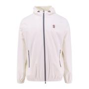 Nylon gewatteerde jas met logo Brunello Cucinelli , White , Heren