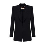 Gestructureerde satijnen blazer met jacquardmotief Elisabetta Franchi ...