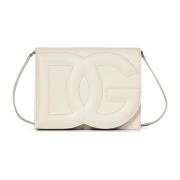 Witte Leren Gewatteerde Logoschoudertas Dolce & Gabbana , White , Dame...