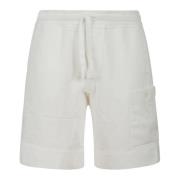 Witte katoenen Bermuda shorts met trekkoord Ten C , White , Heren