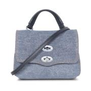 Verstelbare Denim Tas met Leren Details Zanellato , Blue , Dames