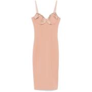 Blush Beige Jurk met Spaghettibandjes en Achtersplit Elisabetta Franch...