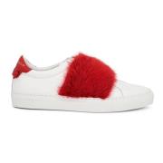 Witte Leren Sneakers met Rood Paneel Givenchy , White , Dames