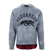 Heren Sweatshirt met gelaagde look Dsquared2 , Gray , Heren