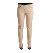 Beige Skinny Broek van Katoen Stretch Dolce & Gabbana , Beige , Dames