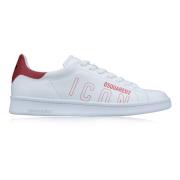 Leren Veterschoenen met Merkprint Dsquared2 , White , Heren