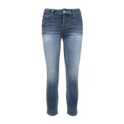 Geknoopte Dames Jeans met Leren Patch Dsquared2 , Blue , Dames