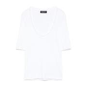 Witte Scoop Neck T-shirts en Polo's Fabiana Filippi , White , Dames