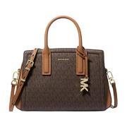 Gestructureerde Logo Print Schoudertas Michael Kors , Brown , Dames