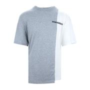 Oversized T-Shirt met Ribboord voor Heren Dsquared2 , Gray , Heren